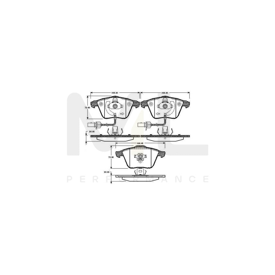 Bosch 0986Tb2849 Brake Pad Set Incl. Wear Warning Contact, With Accessories | ML Performance Car Parts