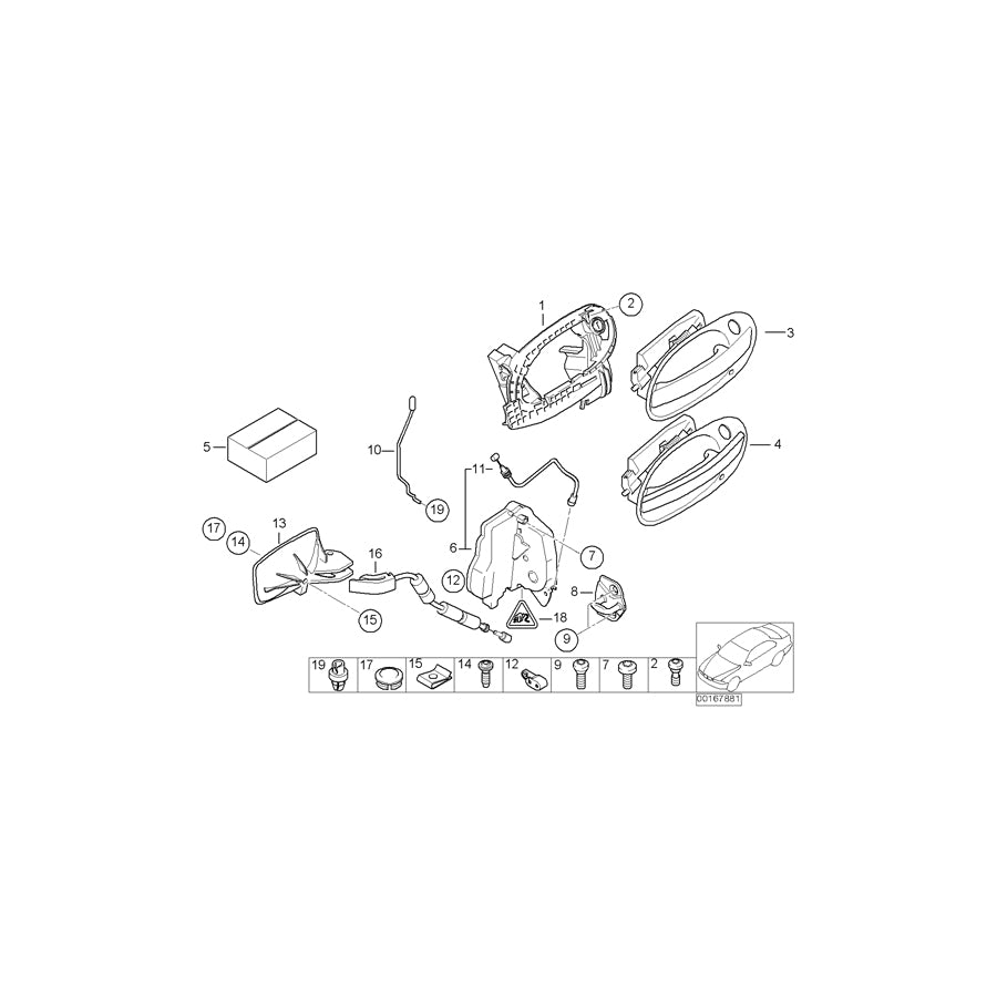 Genuine BMW 51217191893 E65 E66 E67 Outer Door Opener, Primed, Left (Inc. 735Li, 760LiS & 730Li) | ML Performance EU