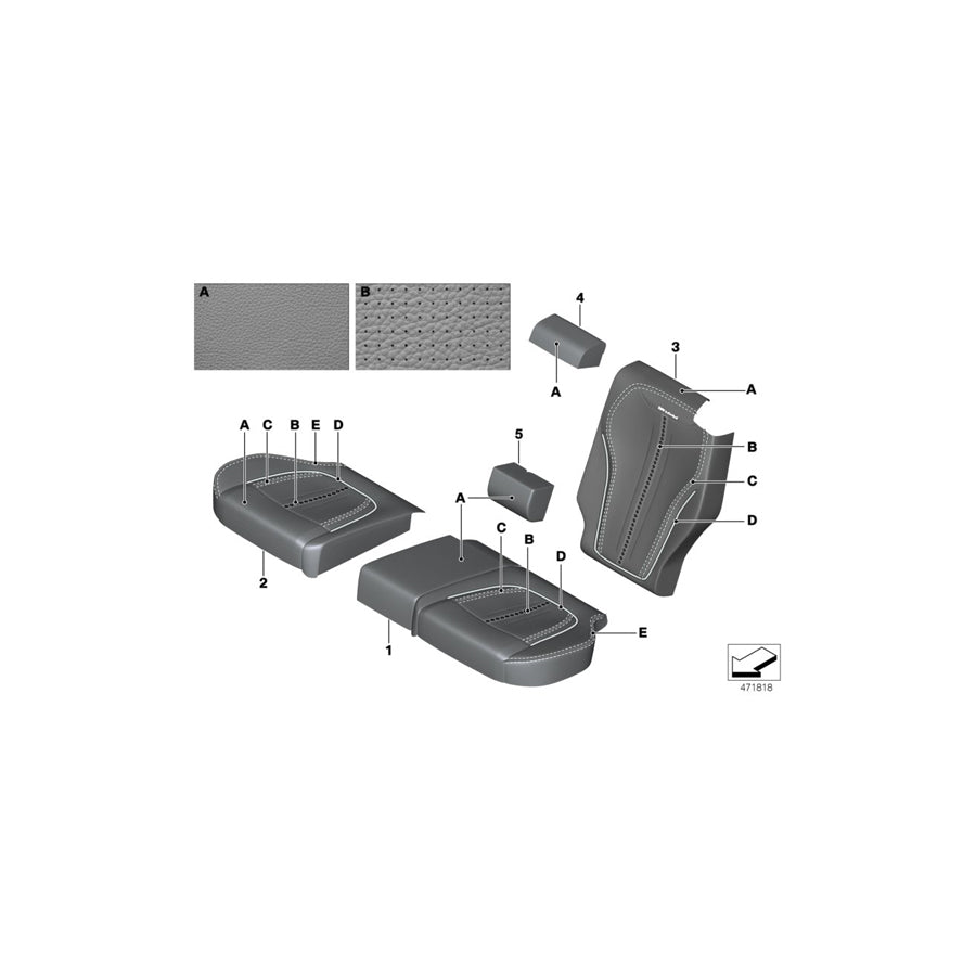 Genuine BMW 52207989252 F15 Cover Backrest, Leather, Rear Right INDIVIDUAL (Inc. X5 25d, X5 40dX & X5 35iX) | ML Performance EU