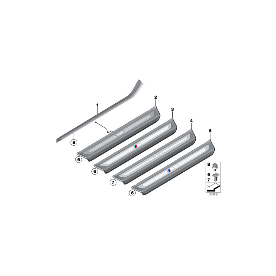 Genuine BMW 51478051720 F12 F12 Trim Cover For Door Sill, Lighted, Right BMW INDIVIDUAL (Inc. 640d, 650iX 4.4 & 640i) | ML Performance EU Car Parts