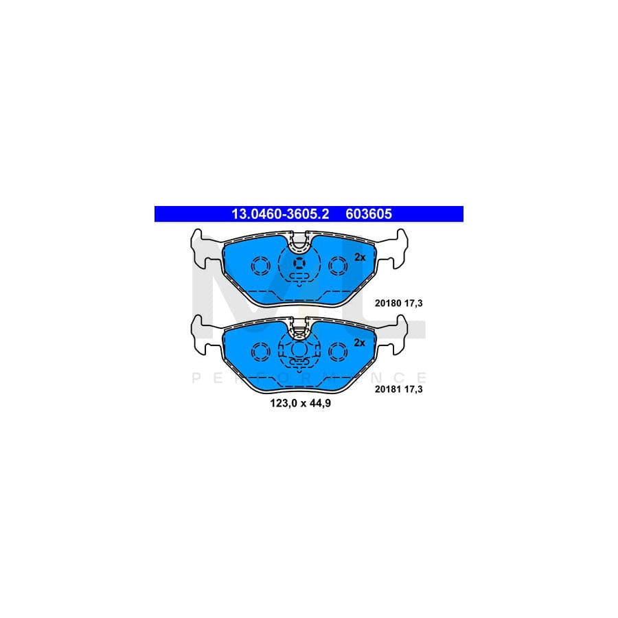 ATE 13.0460-3605.2 Brake pad set excl. wear warning contact, prepared for wear indicator | ML Performance Car Parts