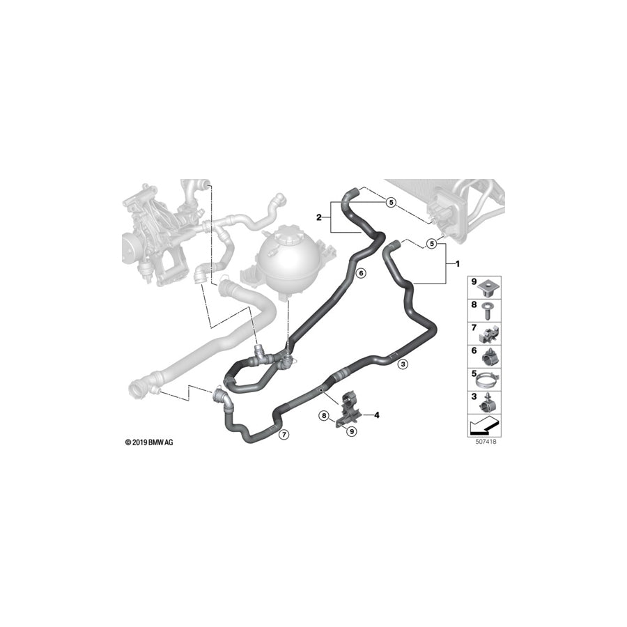 Genuine BMW 64216993464 G01 G02 Coolant Hose, Return (Inc. X3 18d, X3 M40iX & X4 M40iX) | ML Performance EU Car Parts