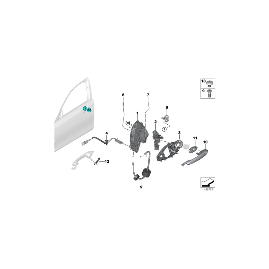 Genuine BMW 51219881780 G29 F40 F44 Carrier, Outside Door Handle, Right CA (Inc. 320i, 320iX & M135iX) | ML Performance EU