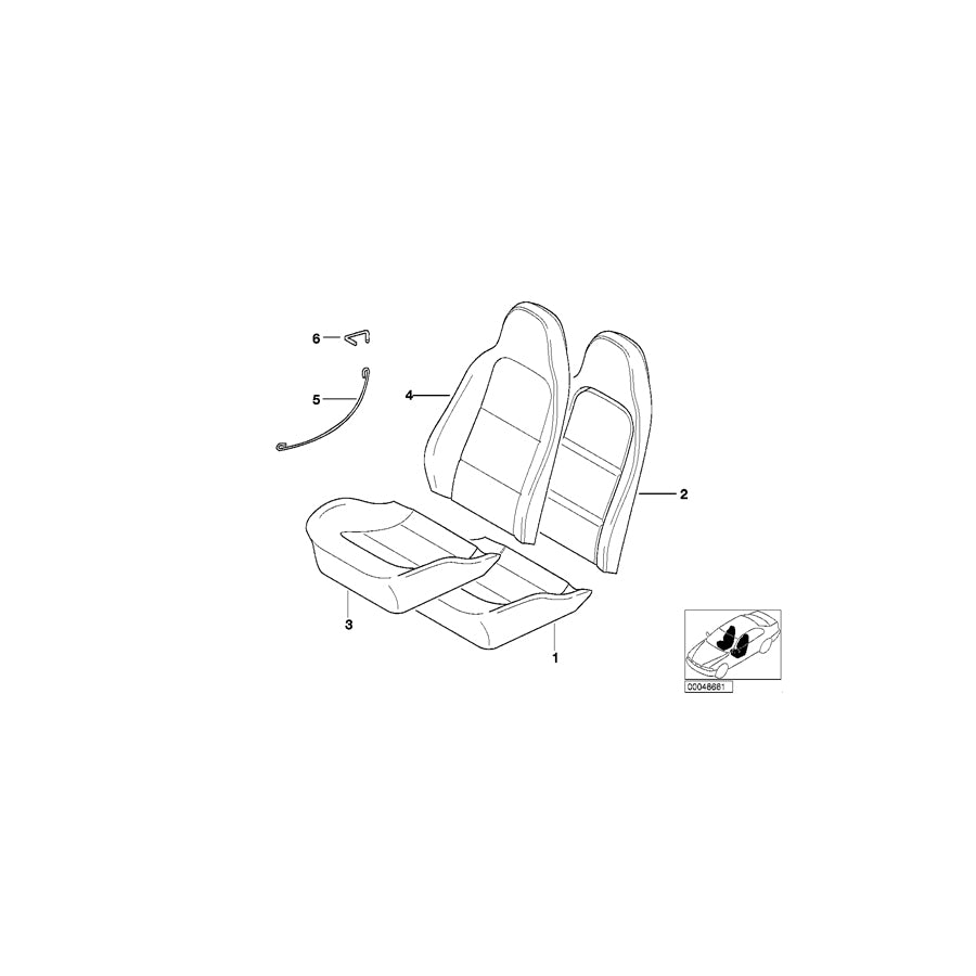 Genuine BMW 52107035379 E36 Cover Backrest Leather Left V3,V4SW SCHWARZ (Inc. Z3 2.5i, Z3 2.0 & Z3 1.9) | ML Performance EU Car Parts