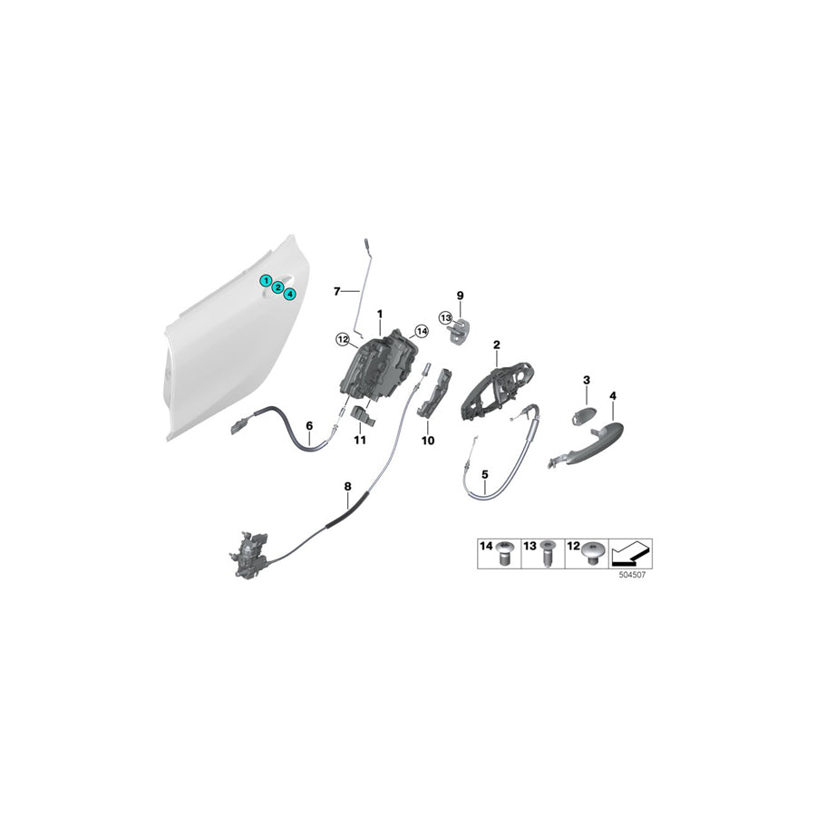 Genuine BMW 51227428535 F93 G16 Rear Door Handle Bowden Cable (Inc. 840dX, 840i & M8) | ML Performance EU