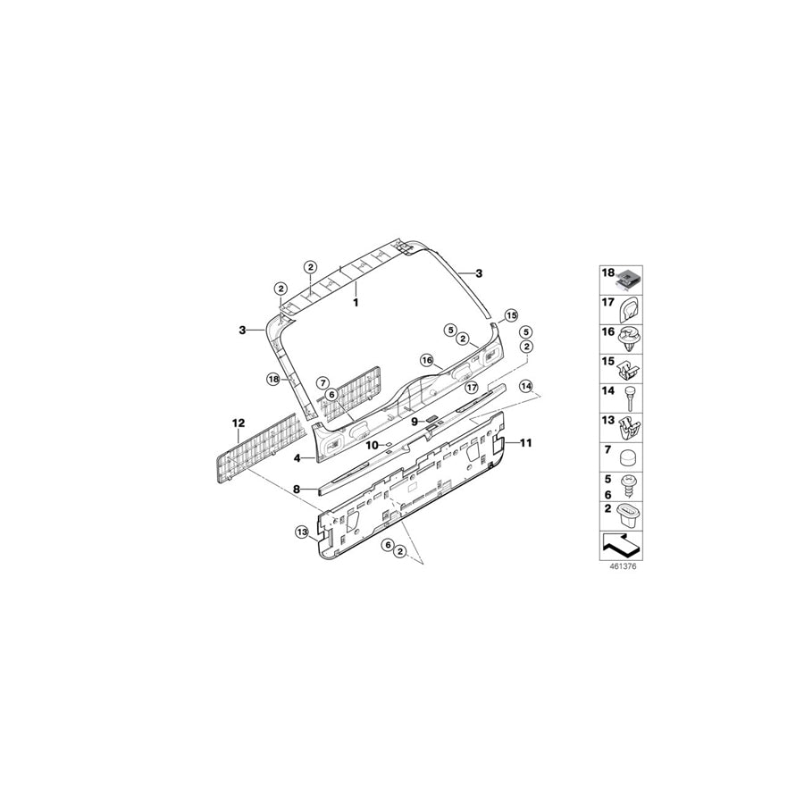 Genuine BMW 51498266648 E53 Inter. Lateral Rght Trunk Lid Trim Panel GRAU (Inc. X5 3.0d, X5 3.0i & X5 4.4i) | ML Performance EU Car Parts