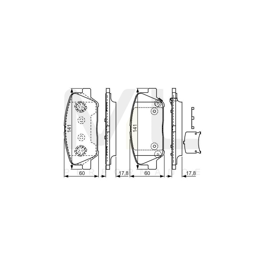 Bosch 0986Tb3198 Brake Pad Set With Acoustic Wear Warning, With Accessories | ML Performance Car Parts