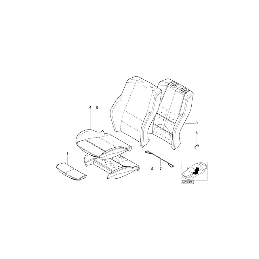 Genuine BMW 52107037898 E46 Seat Cover NATURBRAUN (Inc. 316i 1.9, 330xi & 318i) | ML Performance EU Car Parts