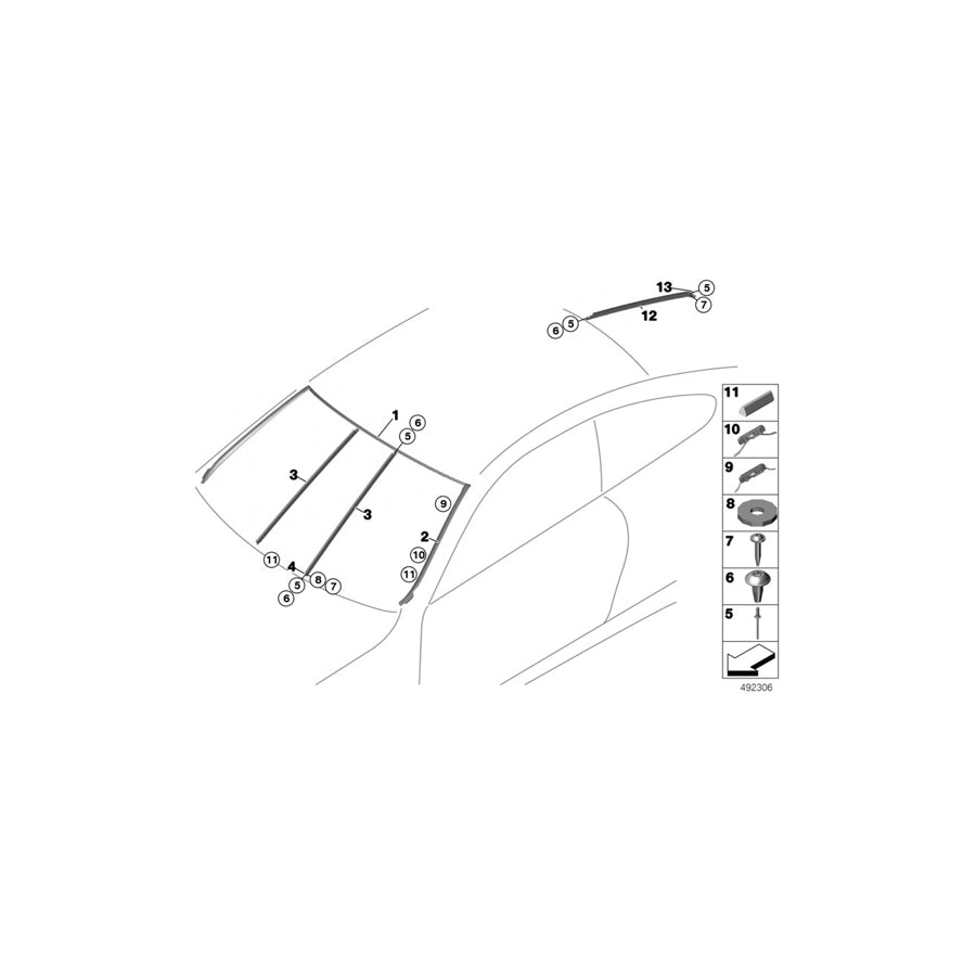 Genuine BMW 51308431056 Support, Rear Window (Inc. M4 GT4) | ML Performance EU