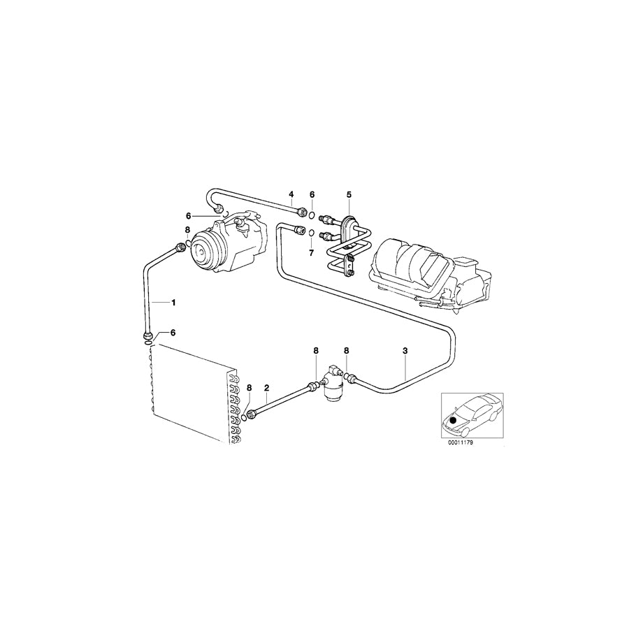 Genuine BMW 64538391166 E31 Suction Pipe Evaporator-Compressor (Inc.  & 840i) | ML Performance EU Car Parts