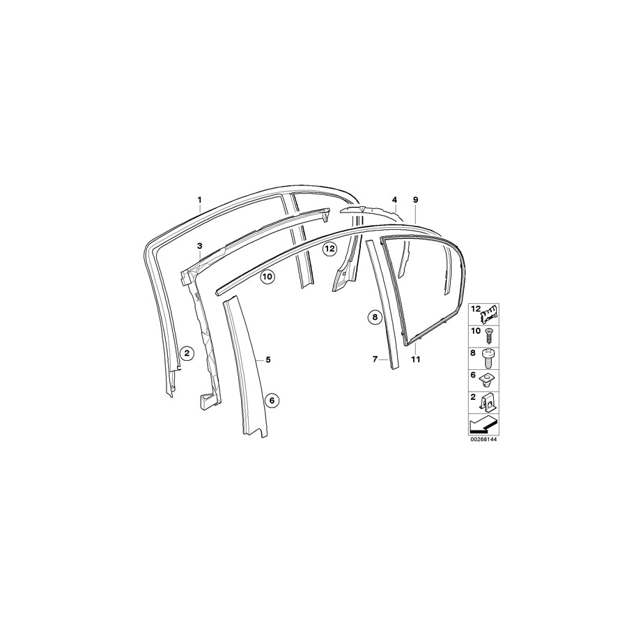 Genuine BMW 51337898144 E61 E60 Finisher Window Frame B-Pillar Rr Door GLANZSCHWARZ (Inc. 530xd, 530d & 525i) | ML Performance EU