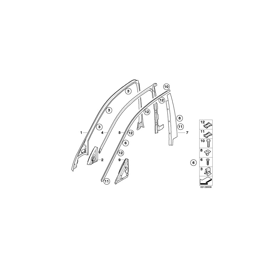 Genuine BMW 51337898142 E61 E60 Finisher Window Frame B-Pillar Fr Door GLANZSCHWARZ (Inc. 520d, 535i & 525xi) | ML Performance EU