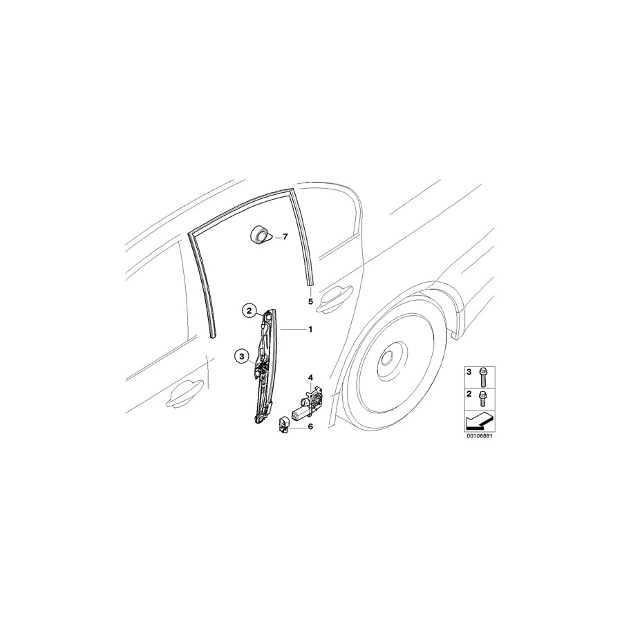 Genuine BMW 51357057504 E60 E60 Rear Right Window Guide (Inc. 530xi, 540i & 535i) | ML Performance EU Car Parts