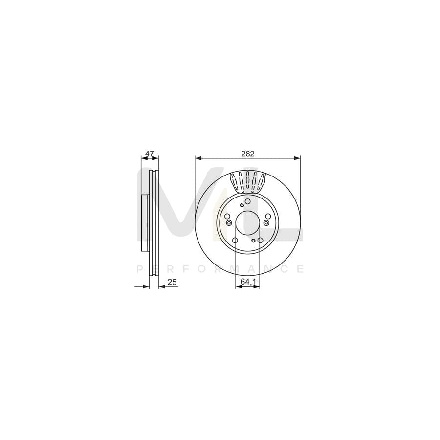 BOSCH 0 986 479 686 Brake Disc for HONDA ACCORD Vented, Oiled | ML Performance Car Parts