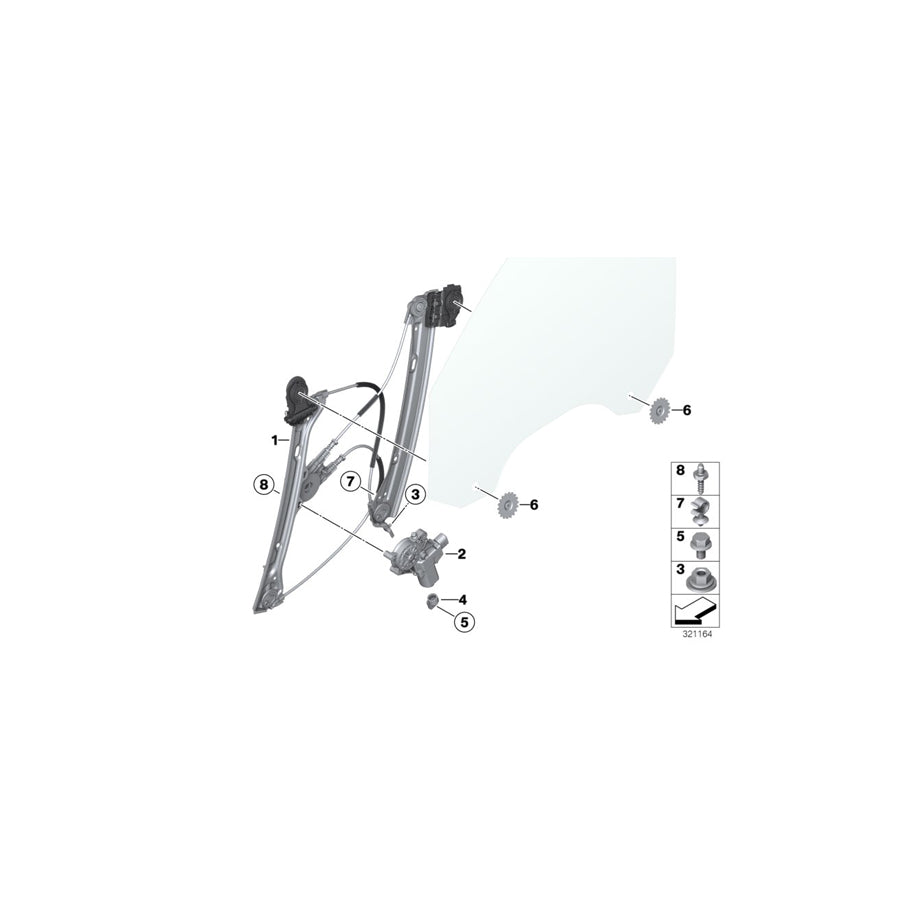 Genuine BMW 51357339592 Window Lifter Without Motor,Front Right (Inc. 320i, 335dX & 328iX) | ML Performance EU