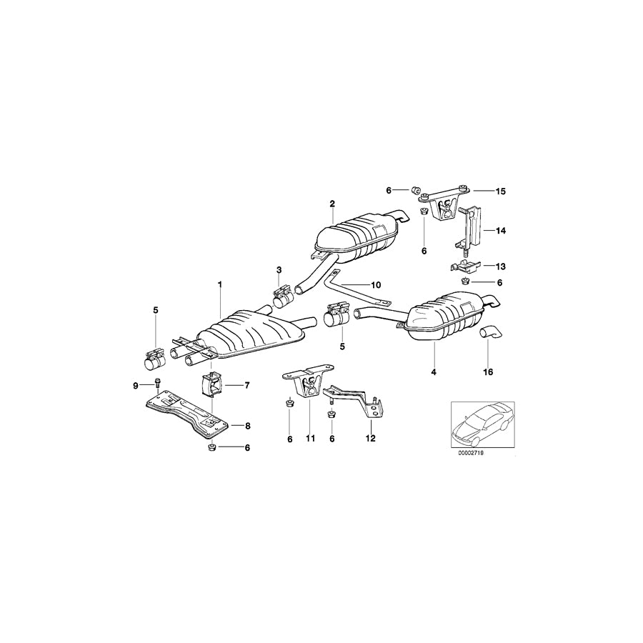 Genuine BMW 18121745167 E38 Center Muffler (Inc. 740iLP, 735iL & 730iL) | ML Performance EU Car Parts