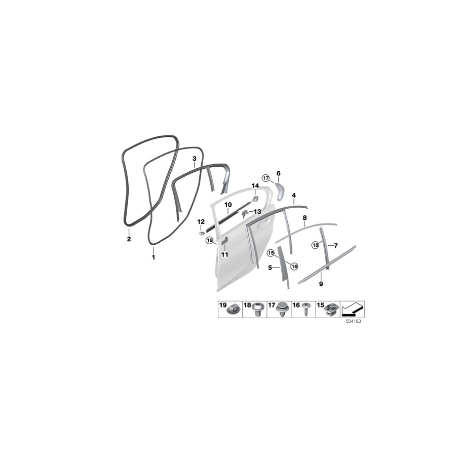 Genuine BMW 51357407422 G20 G21 Window Cavity Seal Rear Door Right (Inc. 330e, 330d & M340i) | ML Performance EU