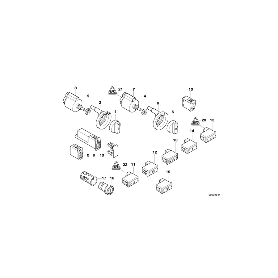 Genuine BMW 61318360843 E38 Switch Head Light Aim Control (Inc. 750i, 728i & 735i) | ML Performance EU Car Parts