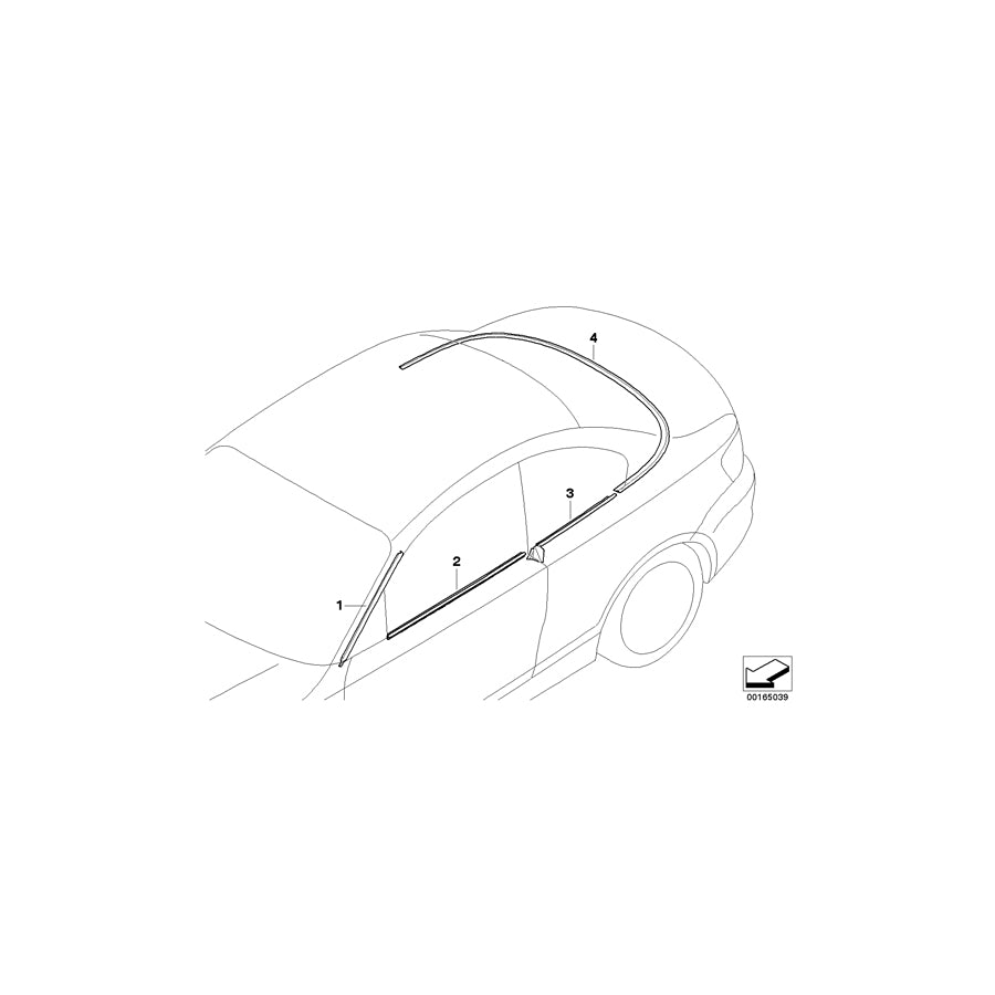 Genuine BMW 51377165002 E88 Outer Weatherstrip, Right ALU MATT (Inc. 118d, 120d & 123d) | ML Performance EU