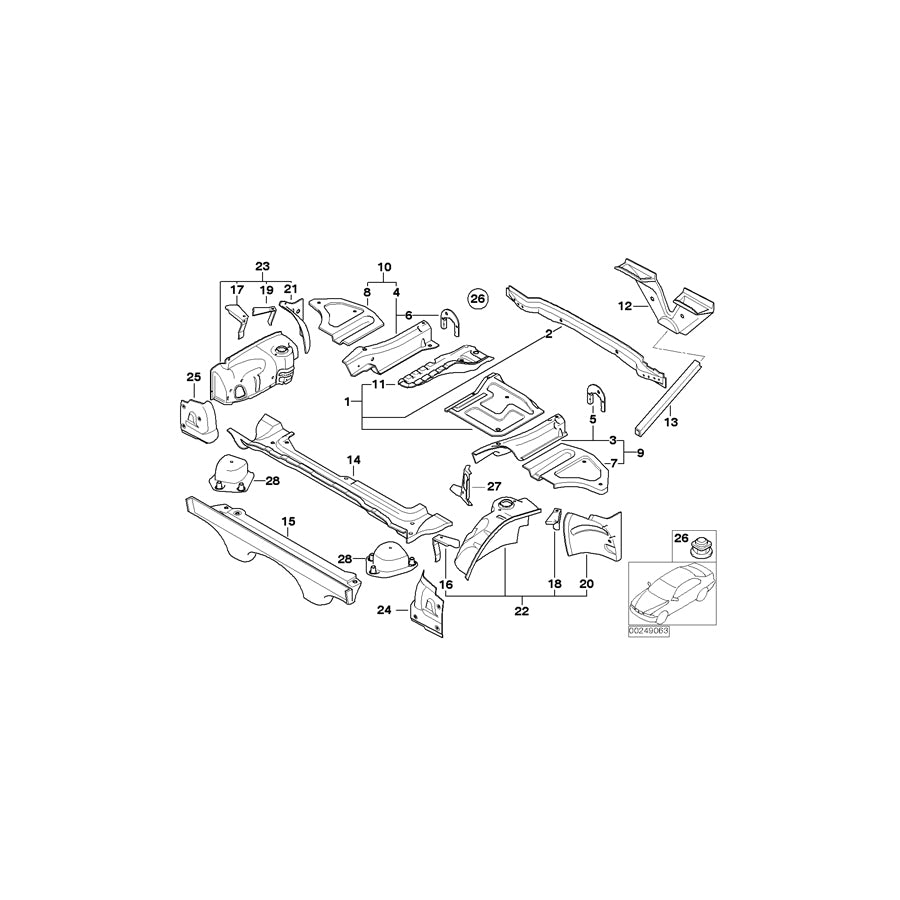 Genuine BMW 41147064651 E85 E86 Bracket, Floor,Fold.Top Compartm. Rr Lft (Inc. Z4 2.5si, Z4 3.0i & Z4 2.0i) | ML Performance EU Car Parts