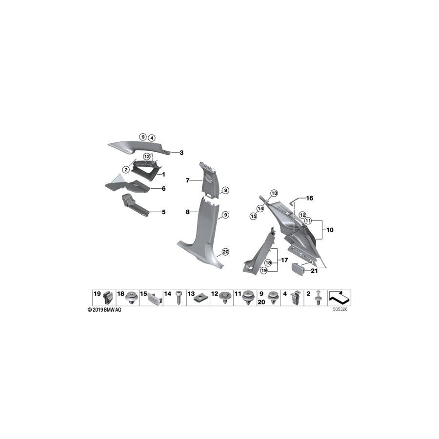 Genuine BMW 51437380236 F45 F45 Trim For C/D-Pillar, Right EVERESTGRAU (Inc. 220dX, 218dX & 218i) | ML Performance EU Car Parts