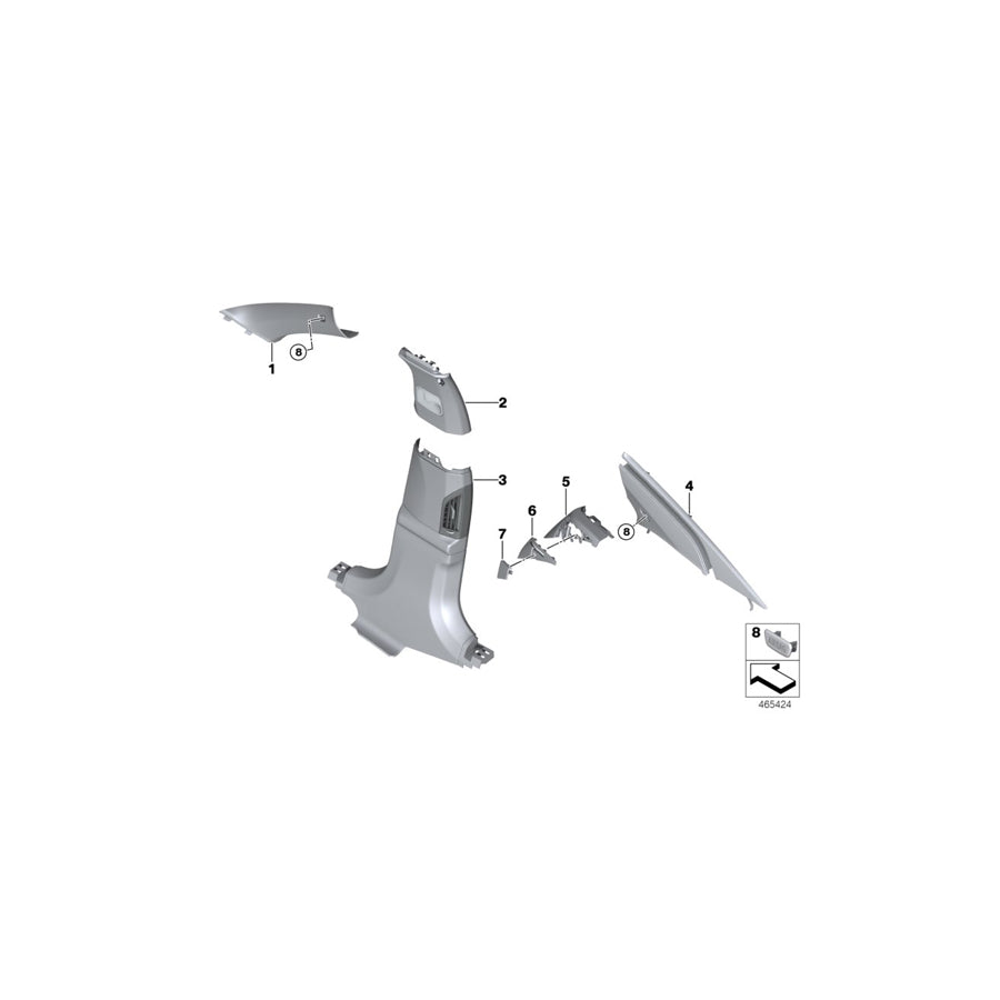 Genuine BMW 51437989487 G12 G12 Trim, C-Pillar, Alcantara, Top Left RAUCHWEIß (Inc. 740LiX, 740eX & 750LiX) | ML Performance EU Car Parts