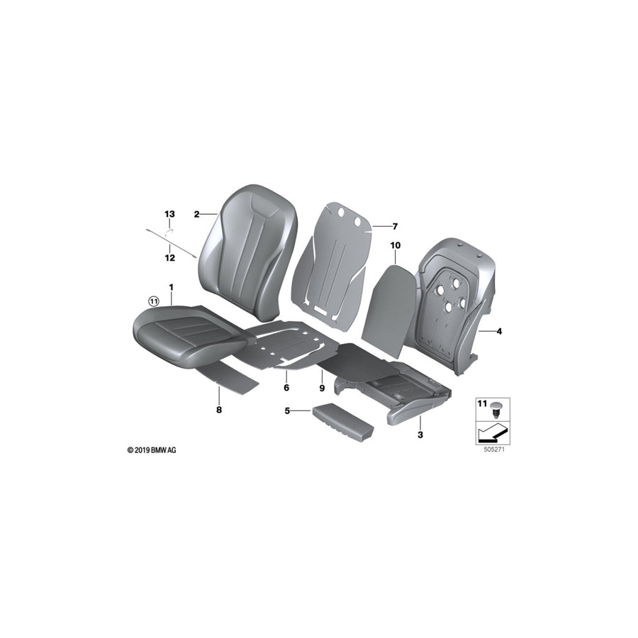 Genuine BMW 52108747932 G07 G05 G06 Cover,Multifunct.Seat, Backrest, Leather SCHWARZ (Inc. X6 30iX, X7 M50iX & X7 30dX) | ML Performance EU Car Parts