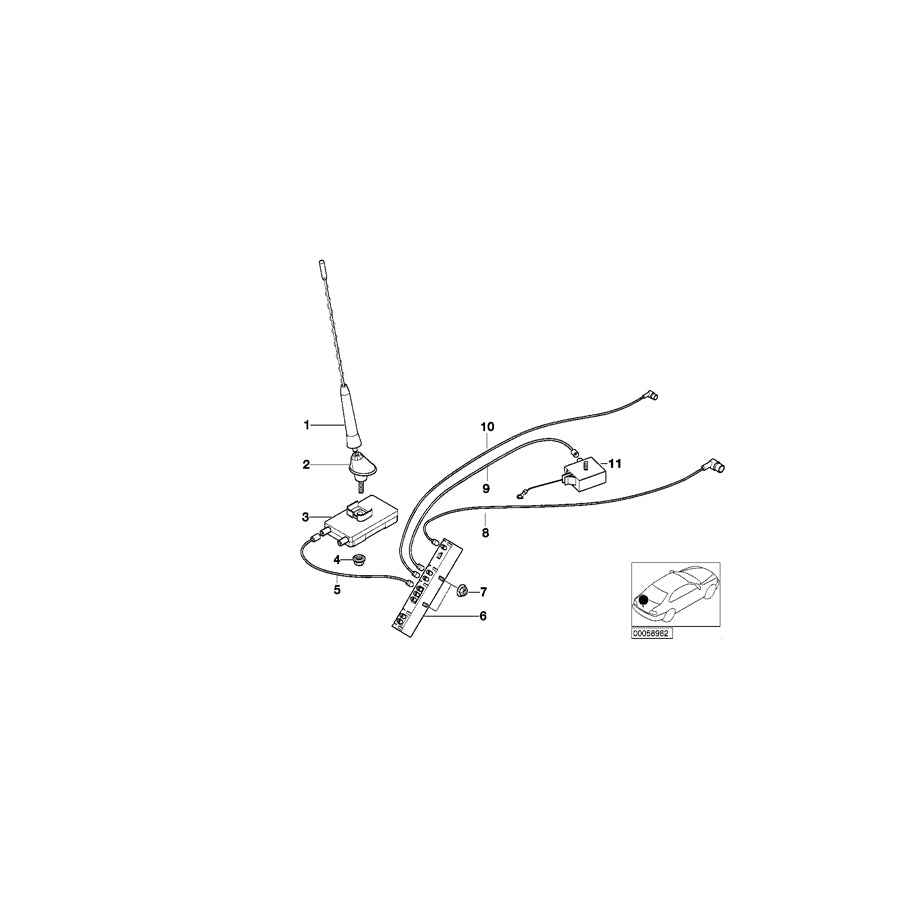 Genuine BMW 61126904065 E46 Antenna Cable Diversity Zf 4790MM (Inc. 318Ci, 330Ci & 323Ci) | ML Performance EU Car Parts