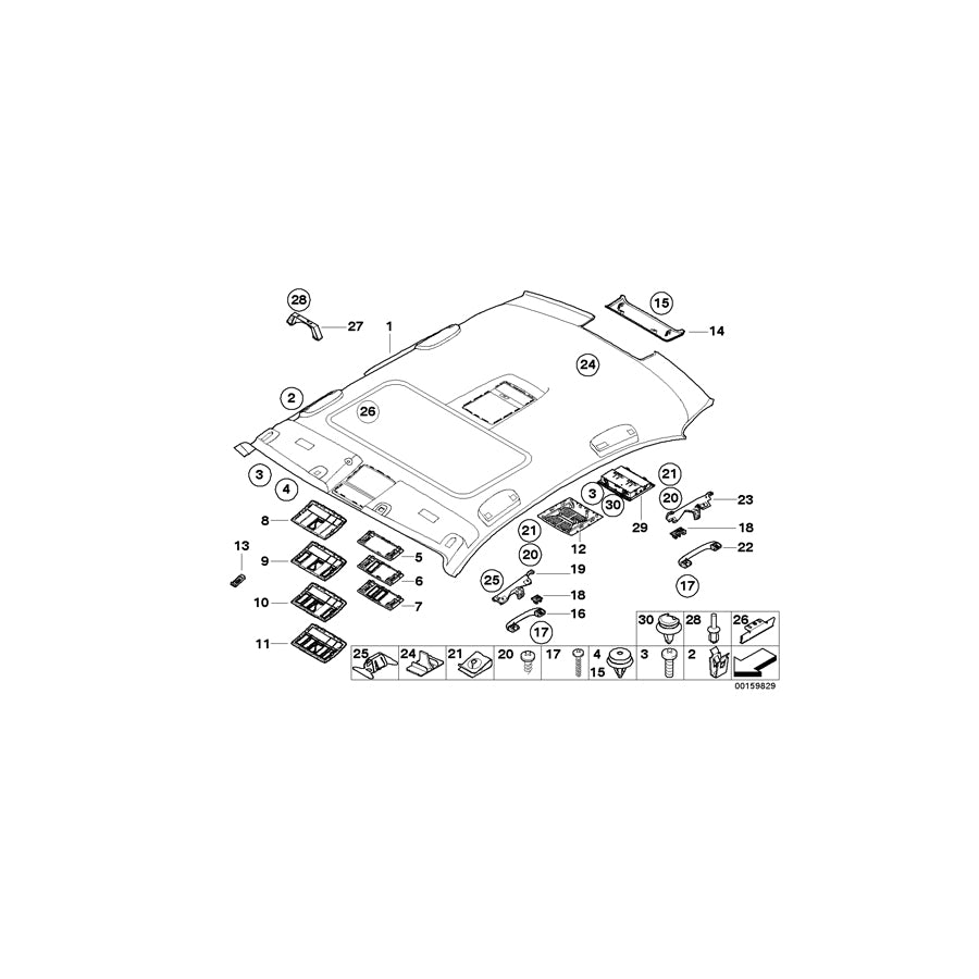 Genuine BMW 51446987154 E61 E60 Front Headlining Cover CREAMBEIGE (Inc. 520d, 535d & 520i) | ML Performance EU Car Parts