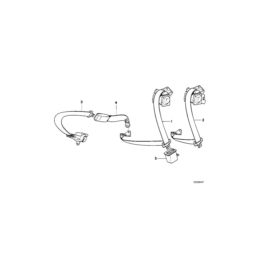 Genuine BMW 72118117494 E34 Safety Belt SCHWARZ (Inc. 518i, 520i & 535i) | ML Performance EU Car Parts