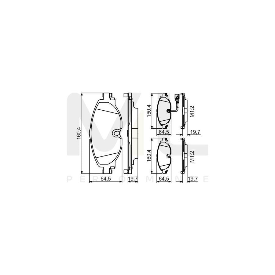 Bosch 0986495347 Brake Pad Set With Integrated Wear Sensor, With Anti-Squeak Plate BP1639 | ML Performance Car Parts