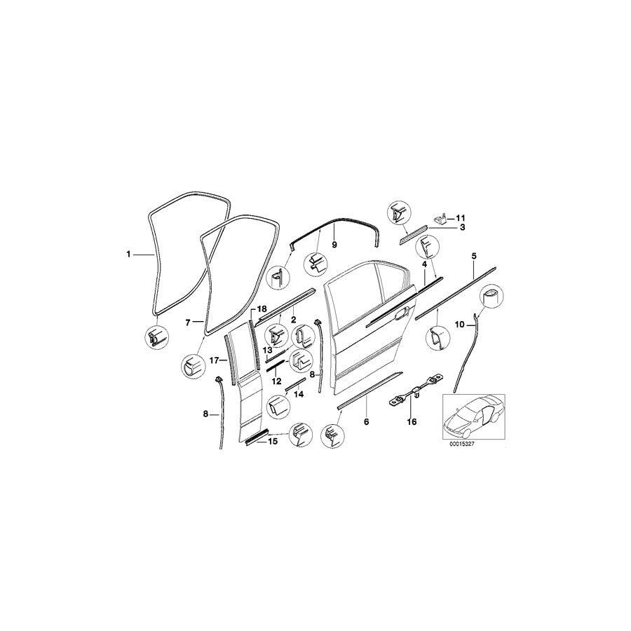 Genuine BMW 51228243377 E38 Waist Rail Trim Strip, Int. Left Rear CHROM (Inc. 750i, 735i & 725tds) | ML Performance EU Car Parts