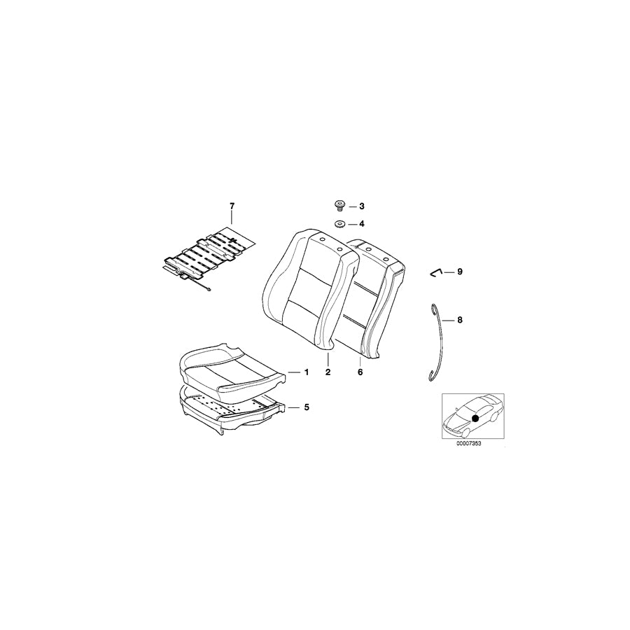 Genuine BMW 52108251077 E39 E38 Cover Backrest Cloth F4AT ANTHRAZIT (Inc. 740iL, 728i & 725tds) | ML Performance EU Car Parts