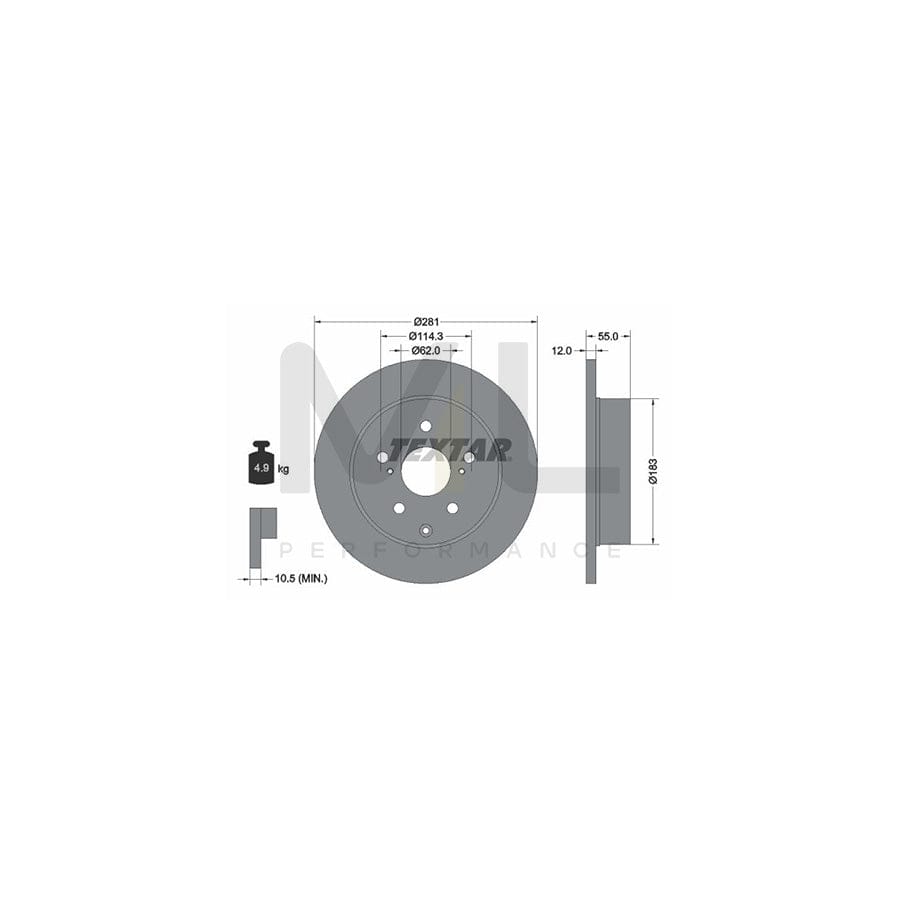 TEXTAR 92162100 Brake Disc for TOYOTA RAV 4 Solid, without wheel hub, without wheel studs | ML Performance Car Parts