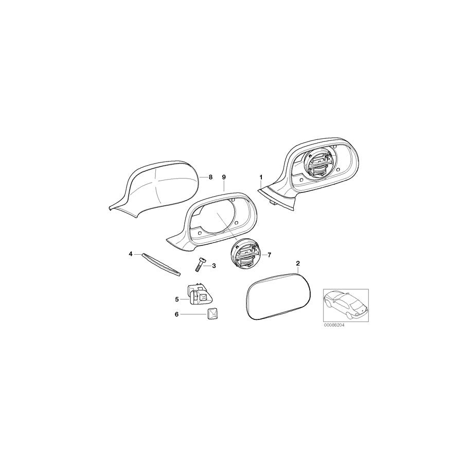 Genuine BMW 51168397879 E36 Convex Mirror Glass (Inc. Z3 2.8, Z3 2.0 & Z3 2.2i) | ML Performance EU Car Parts