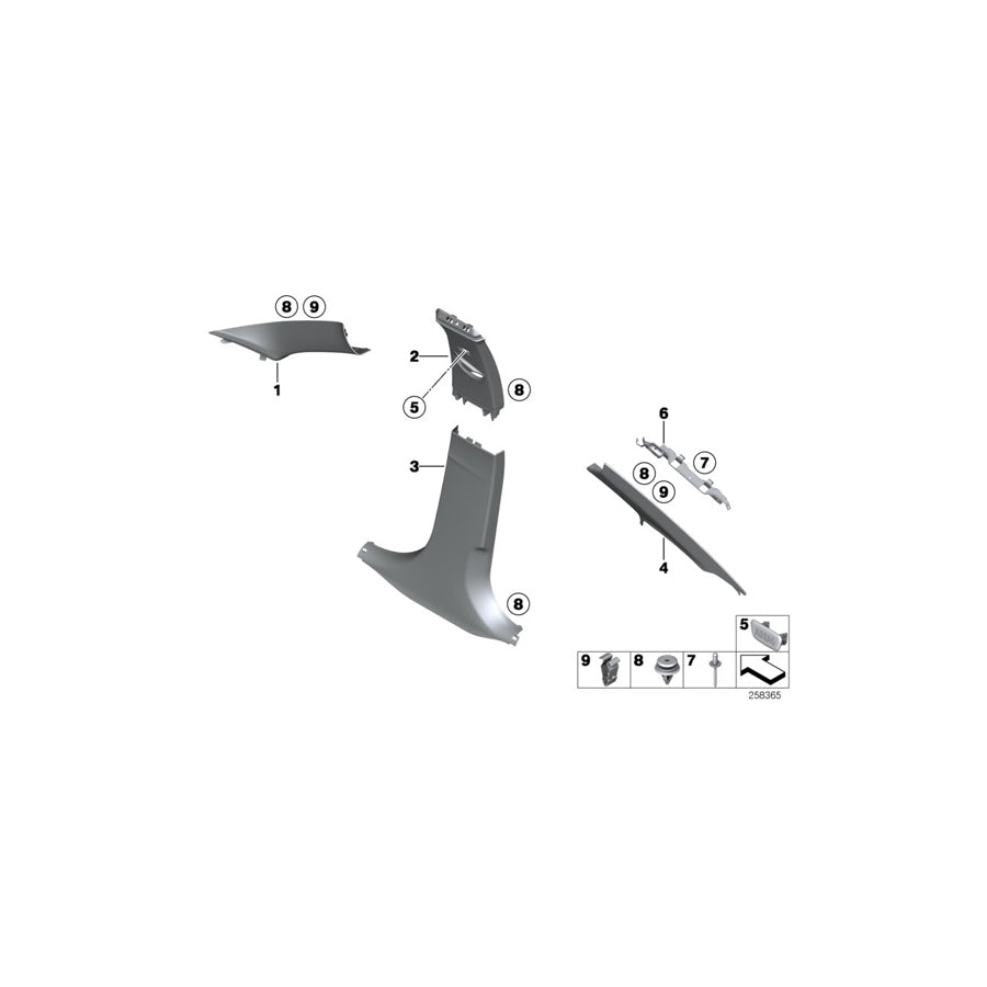 Genuine BMW 51437288214 F30 F31 F80 Right Column A Cover OYSTER (Inc. 330e, 328dX & 335iX) | ML Performance EU