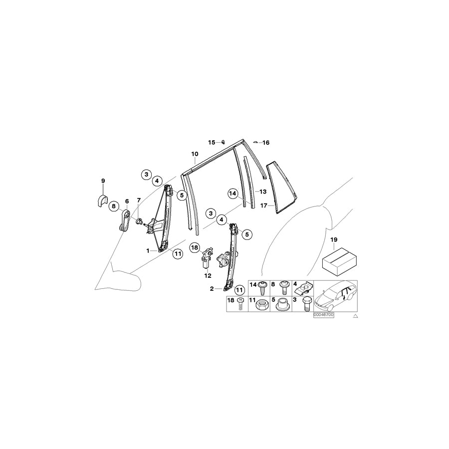 Genuine BMW 51347890698 E46 Window Guide Web Cover Right GLANZSCHWARZ (Inc. 325i, 318d & 323i) | ML Performance EU Car Parts