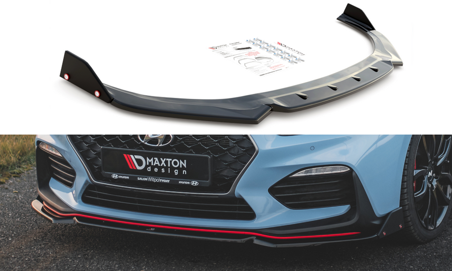 Maxton Design HY-I30-3-N-FD6T+FSF Front Splitter + Flaps V.6 Hyundai I30N MK3 Hatchback / Fastback | ML Performance UK Car Parts