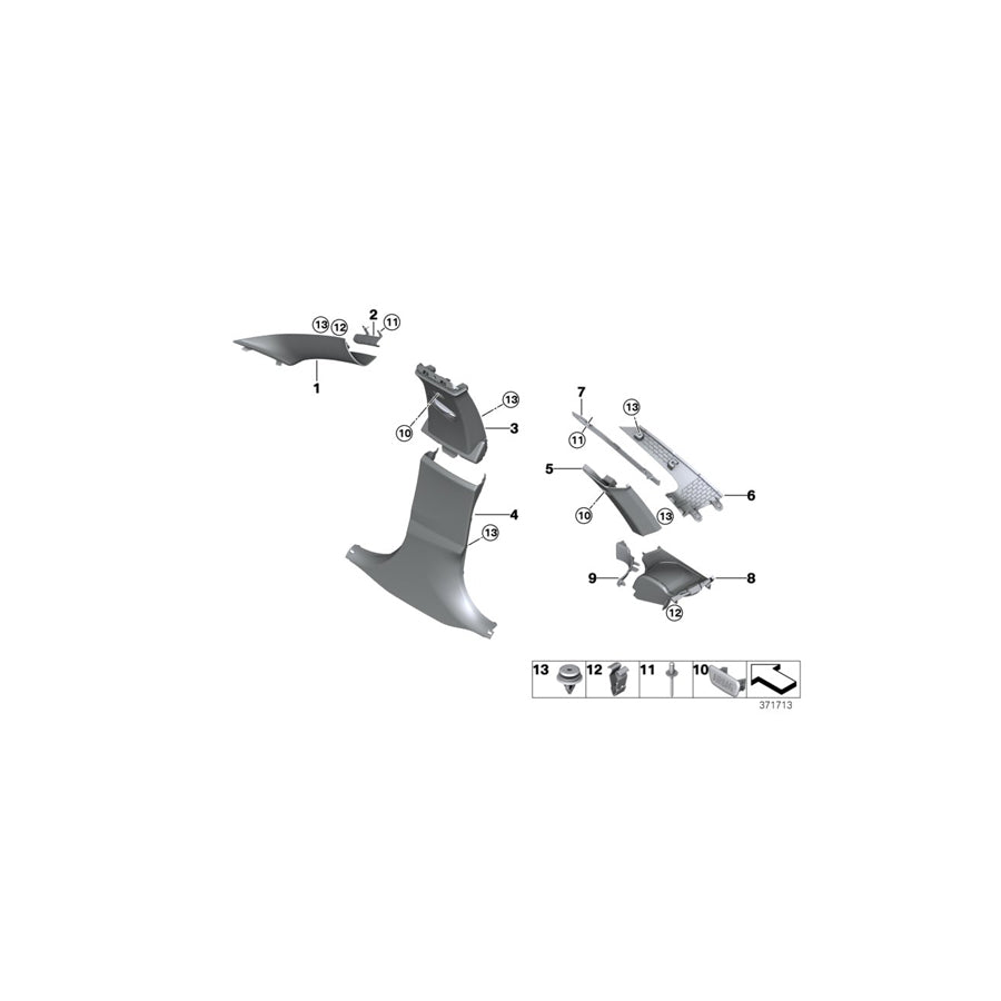 Genuine BMW 51437345788 Trim Cover, C-Pillar, Upper Right EVERESTGRAU (Inc. 440iX, 435dX & 430iX) | ML Performance EU