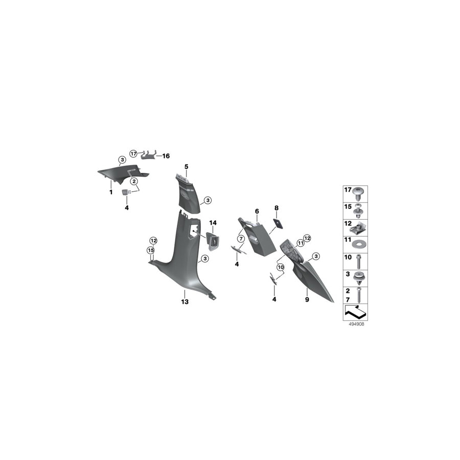 Genuine BMW 51437479082 G07 Cover, B-Column Upper Right ELFENBEINWEISS (Inc. X7 40iX, X7 50iX & X7 30dX) | ML Performance EU