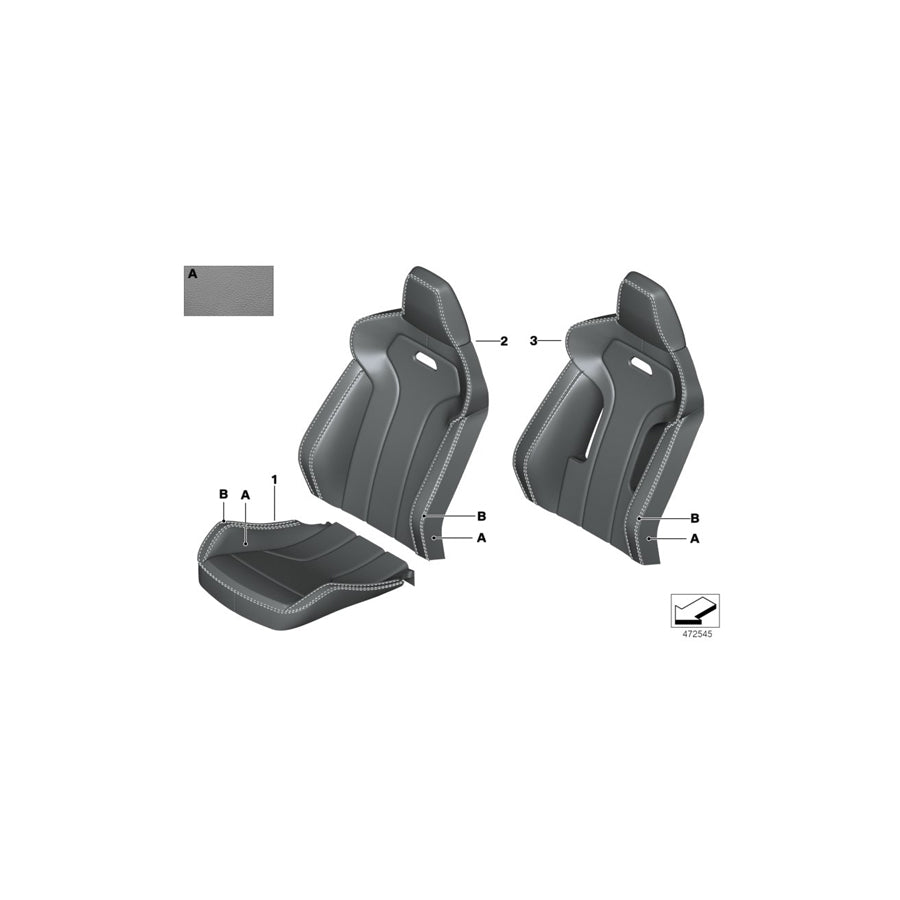 Genuine BMW 52107990746 F80 F82 Leather Cover Sport Backrest Right INDIVIDUAL (Inc. M3 & M4) | ML Performance EU Car Parts