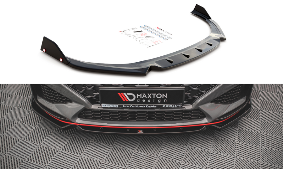 Maxton Design HY-I30-3F-N-FD1T+FSF Front Splitter + Flaps V.1 Hyundai I30N MK3 Facelift Hatchback / Fastback | ML Performance UK Car Parts