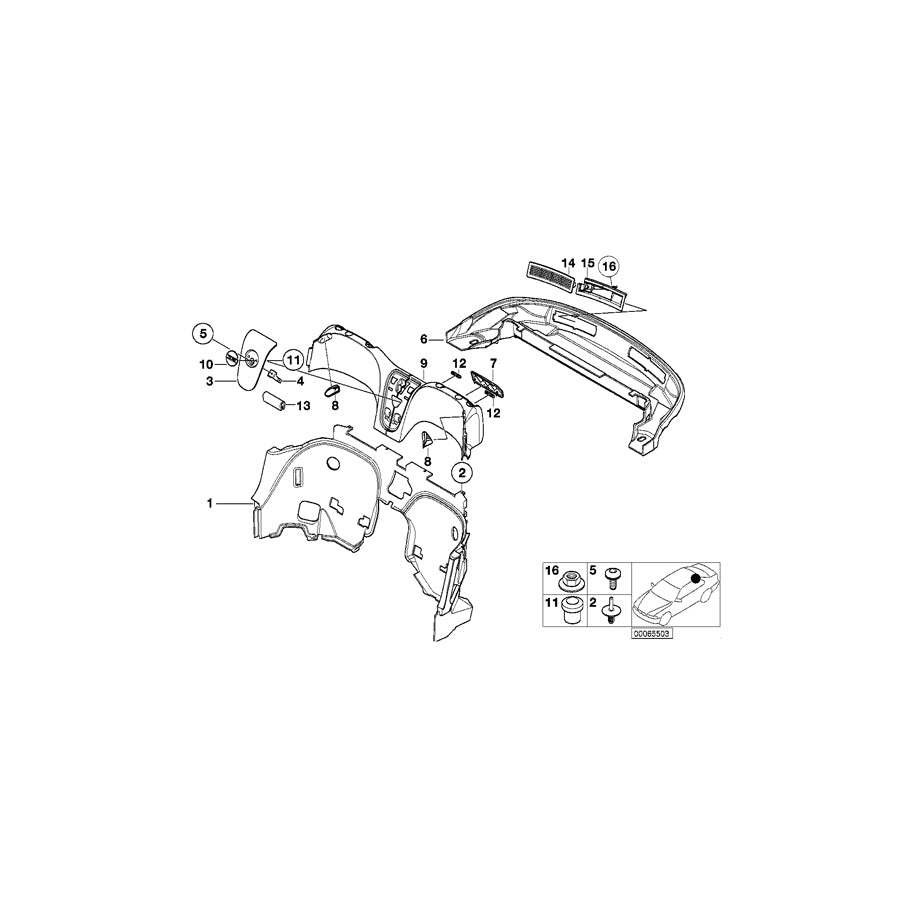 Genuine BMW 51467002491 E52 Cover, Trim Panel, Rollover Protection SCHWARZ II UNI (Inc. ALPINA V8 & Z8) | ML Performance EU Car Parts