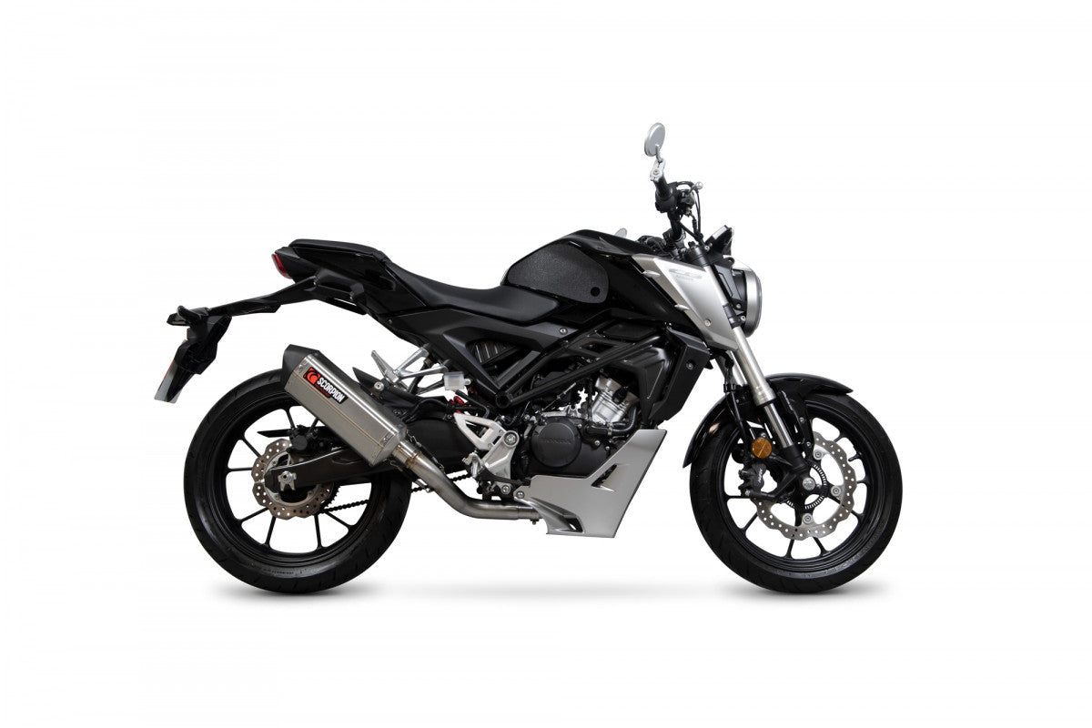 Scorpion RHA183SYSSEO Honda CB125 R Serket Parallel Full System - Brushed Stainless Steel Sleeve | ML Performance EU EU