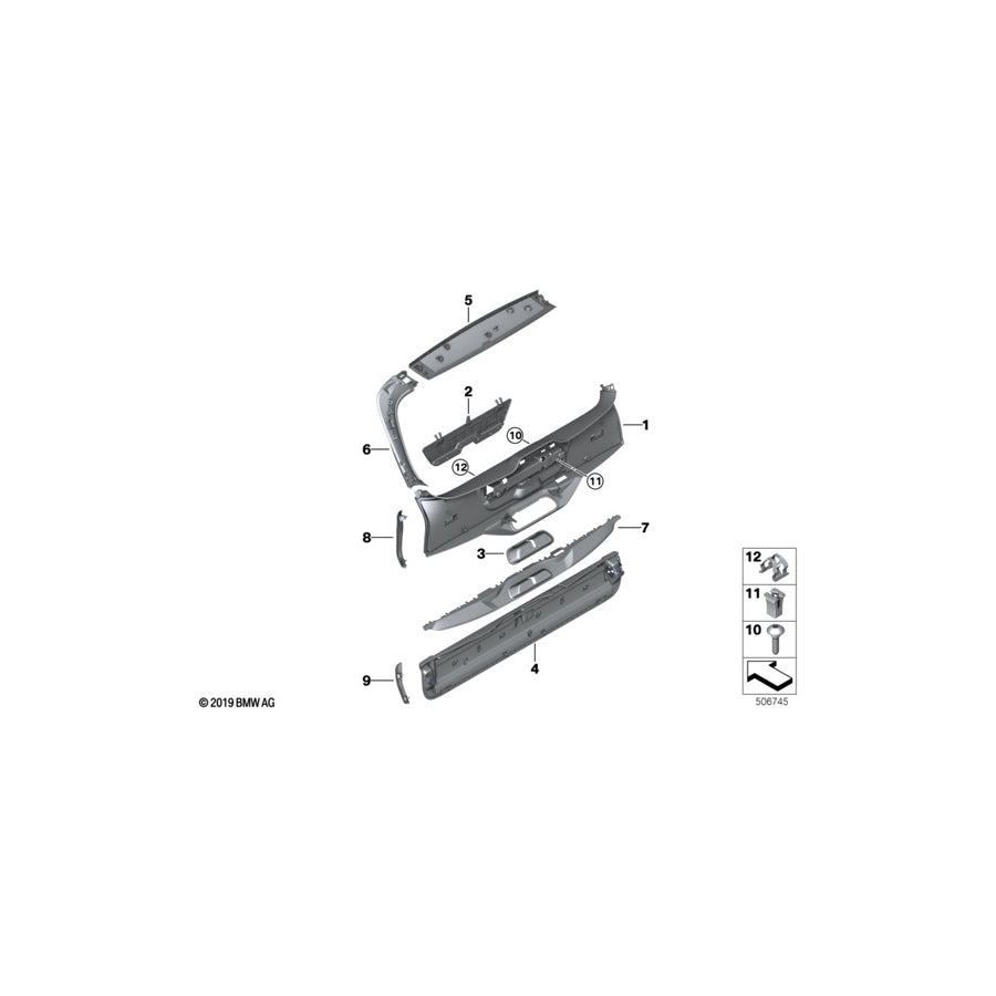 Genuine BMW 51497442973 G07 Tailgate Trim Panel, Center Left BLACK (Inc. X7 50iX, X7 40iX & X7 30dX) | ML Performance EU Car Parts