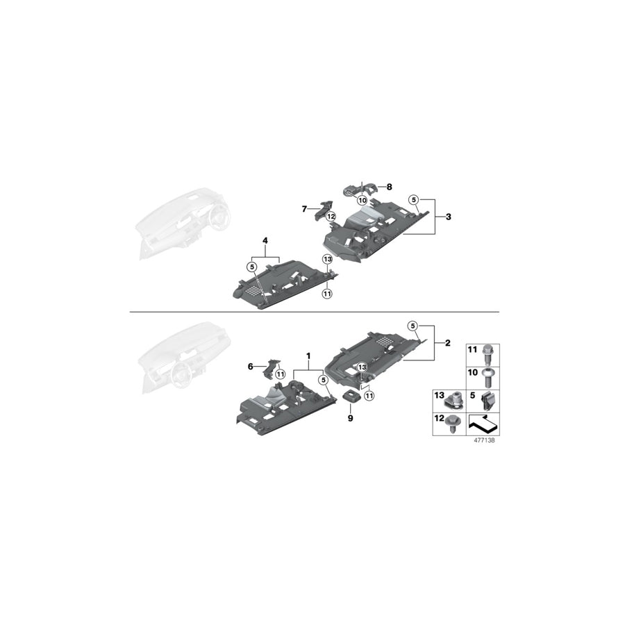 Genuine BMW 51459170417 RR4 RR6 F11 Bracket, Trim, Footwell On Driver's Side Left hand drive (Inc. 530d, 750dX & 740Li) | ML Performance EU