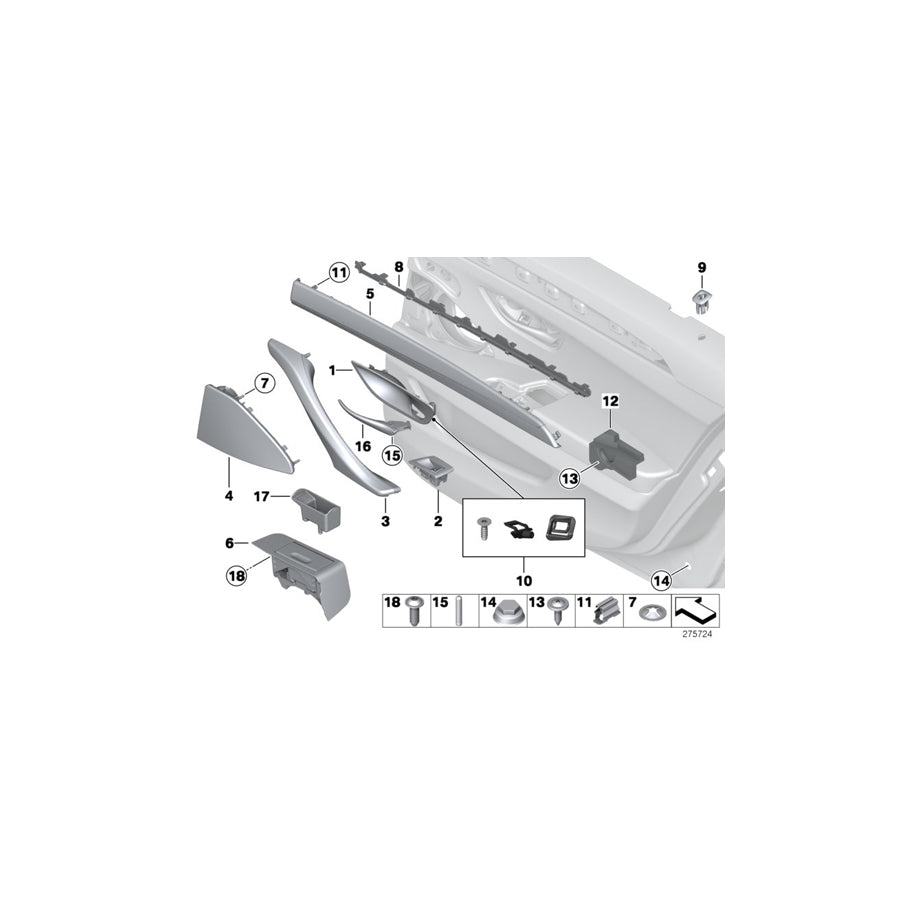 Genuine BMW 51427226448 F10 F11 Right Rear Door Ashtray SCHWARZ (Inc. M5, 550iX & 535i) | ML Performance EU Car Parts