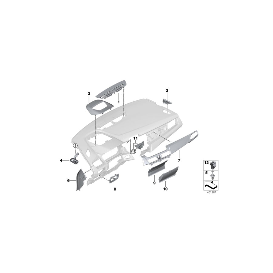 Genuine BMW 51459316993 F45 F46 Trim Cover, Windshield Defroster, Center SCHWARZ (Inc. 216d, 220i & 220d) | ML Performance EU
