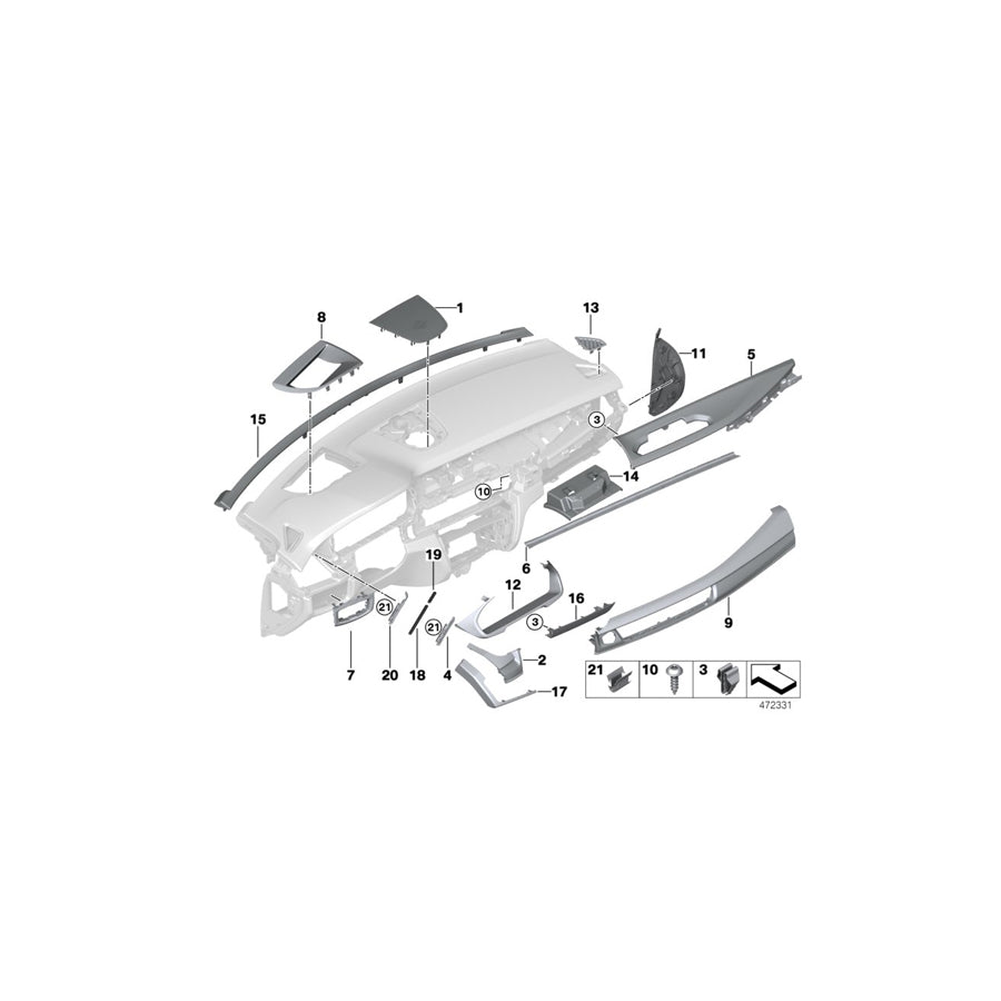 Genuine BMW 51459288855 F15 F16 Trim Cover For Lighting Switch Center ELFENBEINWEISS (Inc. X5 35dX, X5 50iX & X5 40eX) | ML Performance EU