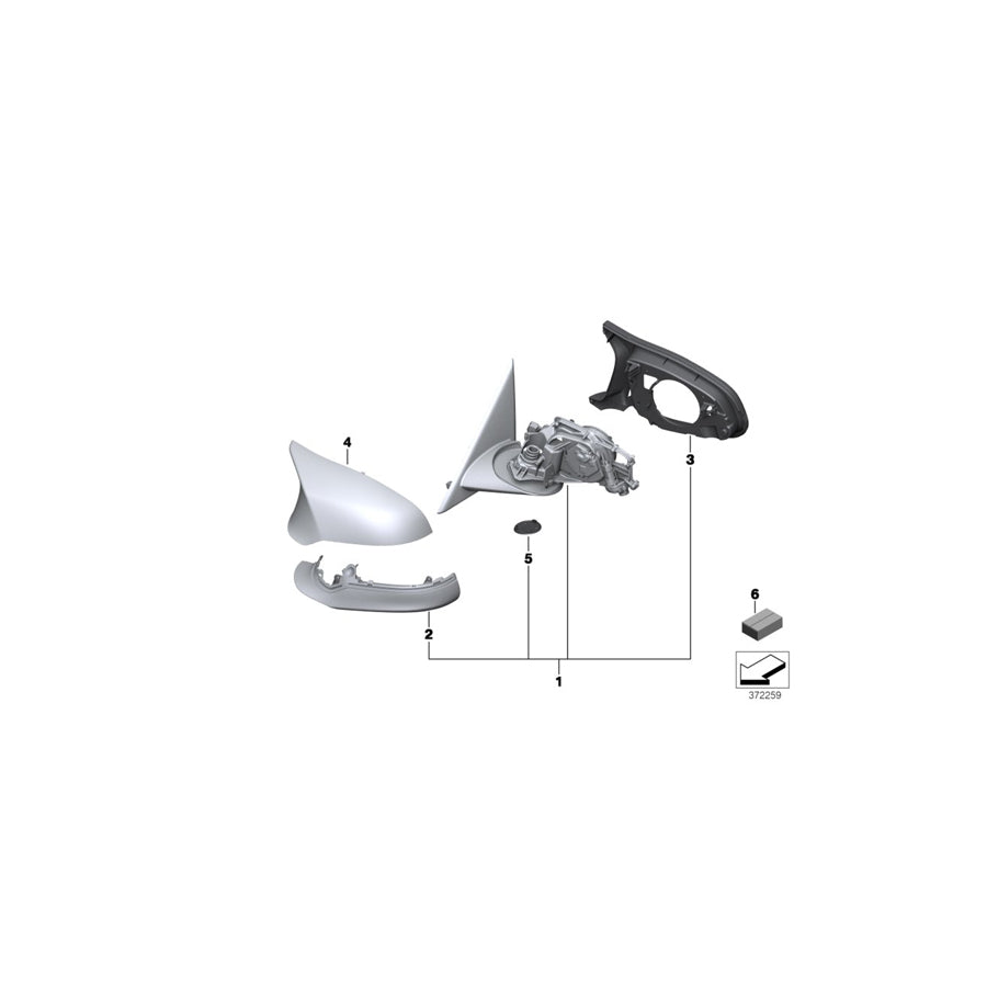 Genuine BMW 51168059471 F32 F83 Exterior Mirror, No Lens, Heated, Left M (Inc. 430dX, 430i & 440i) | ML Performance EU Car Parts